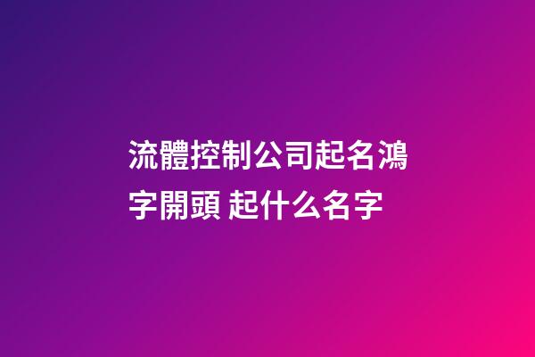 流體控制公司起名鴻字開頭 起什么名字-第1張-公司起名-玄機(jī)派